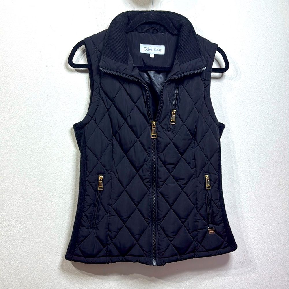 (W3)‎ Calvin Klein black quilted vest size S - Picture 2 of 14